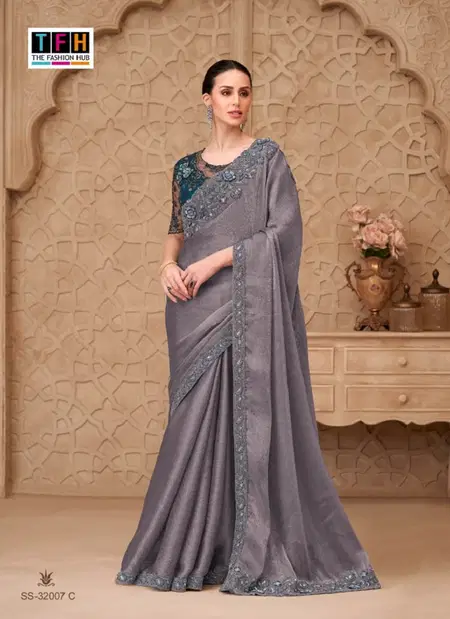 Mauve Colour Silver Screen 32007 C Hit By Tfh Party Wear Saree Bulk Orders In India